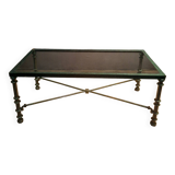 Rectangular metal and glass coffee table