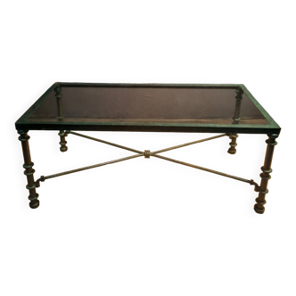 Rectangular metal and glass coffee table