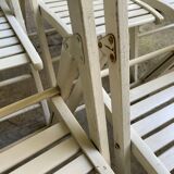 Extra folding chair / garden chair / vintage white lacquered solid wood office chair