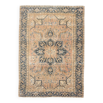 Vintage Cream & Navy Blue Persian Rug, 213x298Cm
