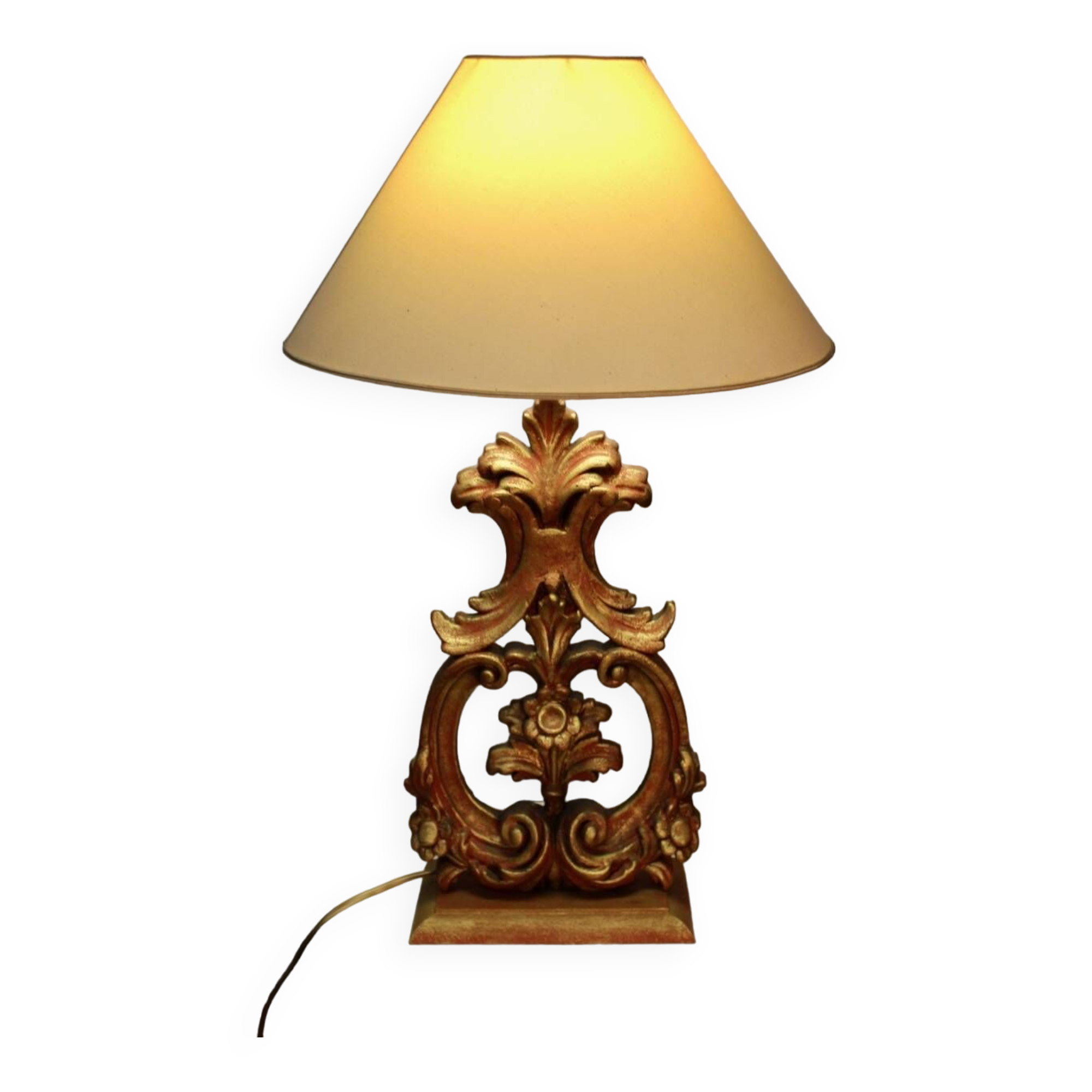 Golden wood lamp