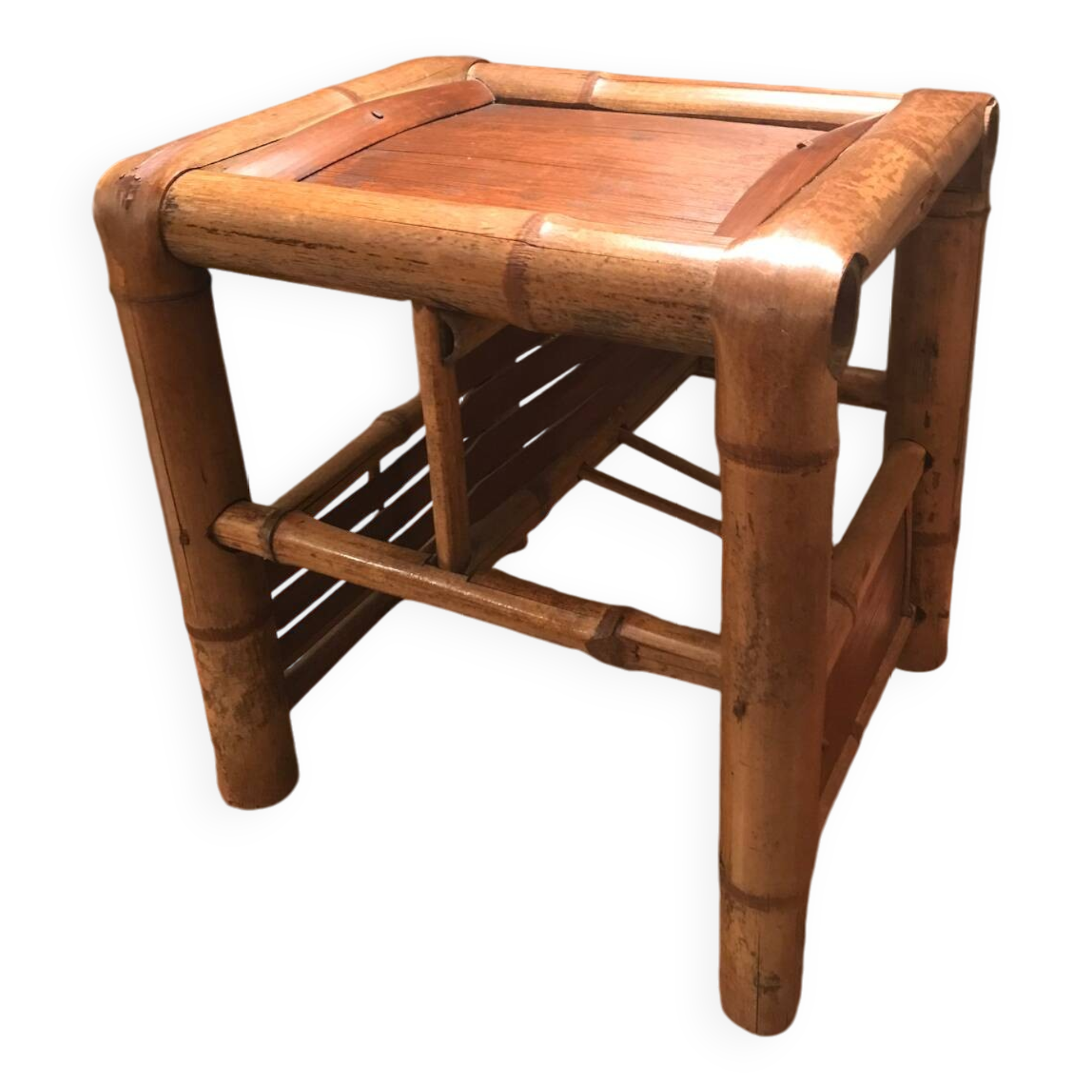 beau ancien tabouret bambou asiatique