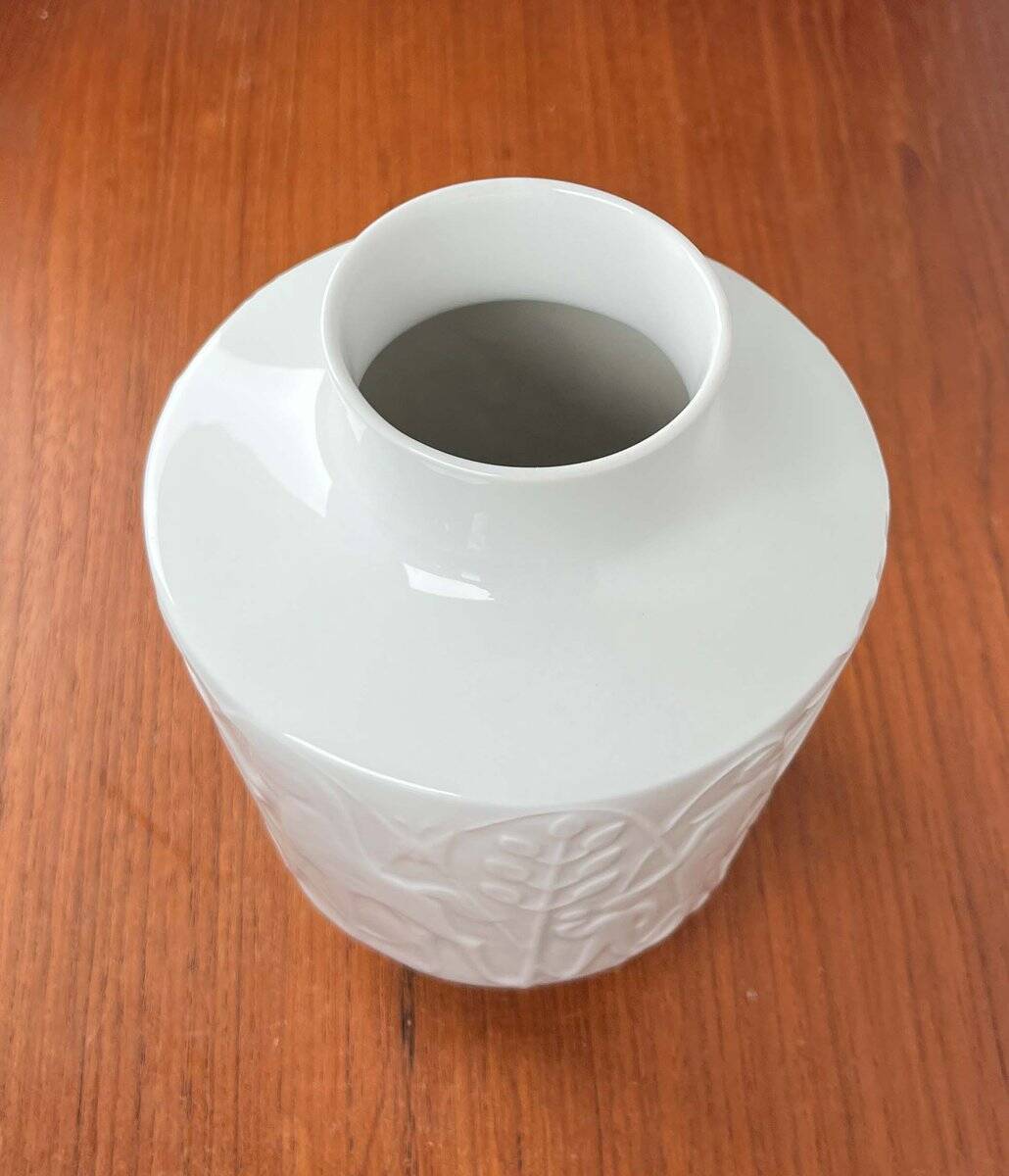 Vintage White Porcelain Vase from the Paradies Series by Kurt Wendler for Edelstein Bavaria, 1970s