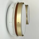 Pair of vintage XL wall lights, brass and opaline glass, Denmark 1970