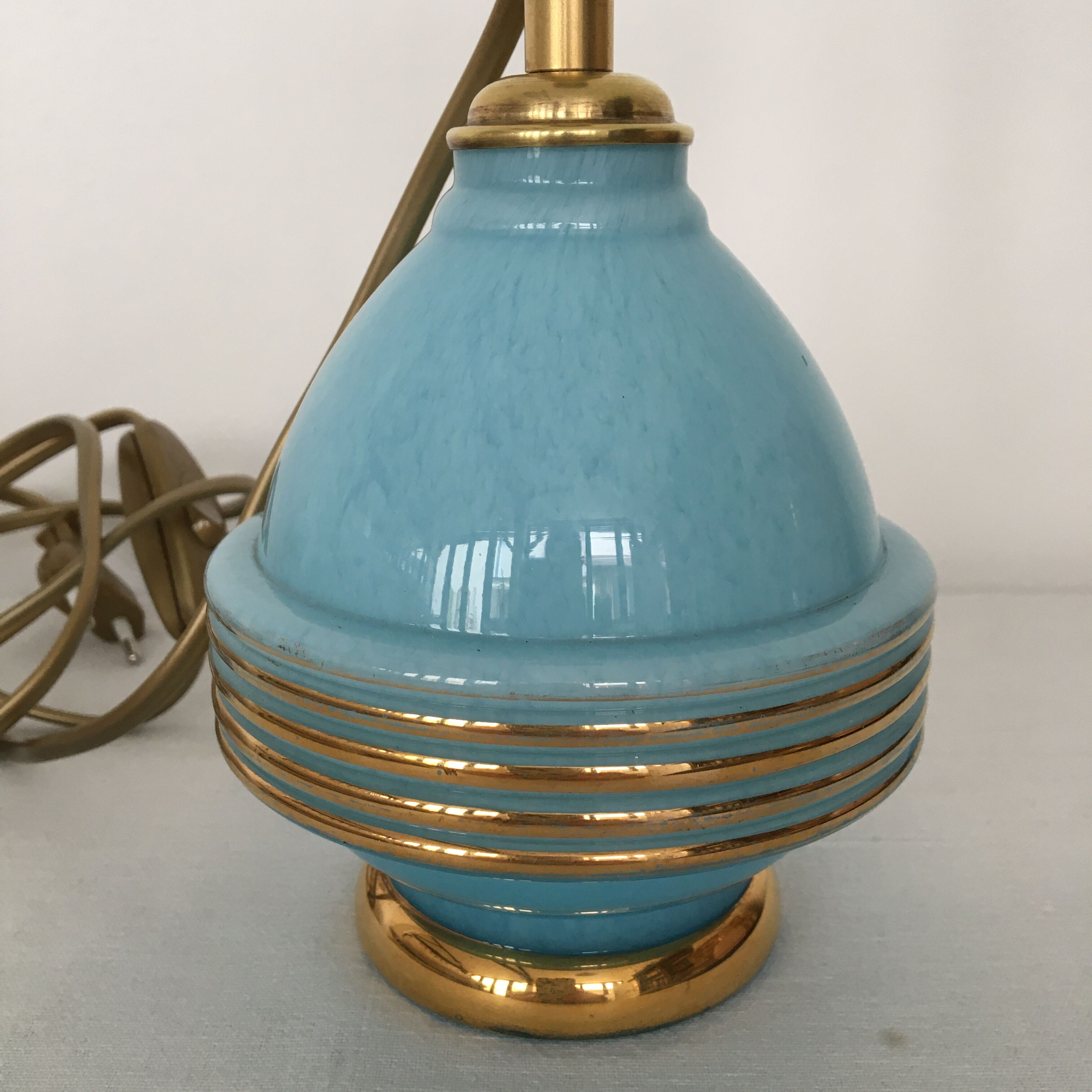 Blue clichy glass lamp foot