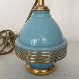 Pied de lampe en verre de clichy bleu