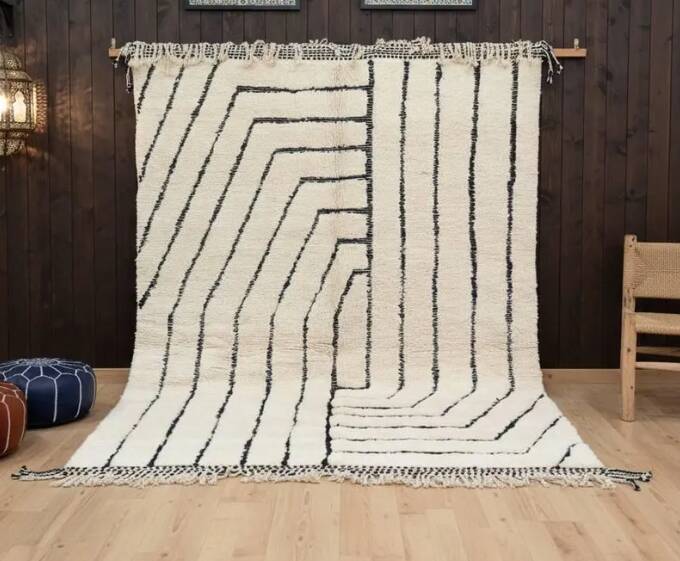 White geometric Beni ouarain rug 200*300 cm