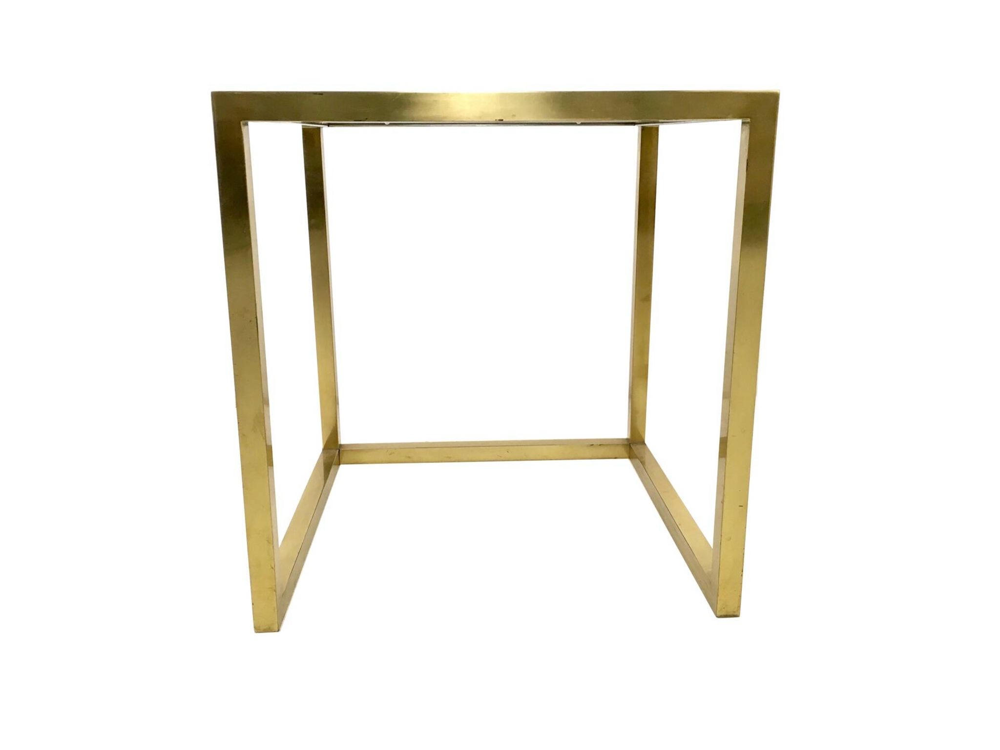Set of Postmodern Brass, Steel and Glass Nesting Tables by Romeo Rega, Italy