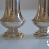 Salt and pepper shaker set, silver-plated metal, Mappin & Webb's Prince's Plate.