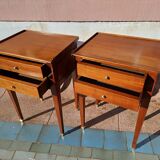 Paire de chevet style Louis XVI chêne 2 tiroirs pieds fuseaux