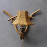Bohemian French Bamboo Wall Lamp, 1950s