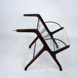 Ico Parisi Magazine Rack in Wood, Brass and Glass. Italy, 1950s