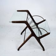 Ico Parisi Magazine Rack in Wood, Brass and Glass. Italy, 1950s
