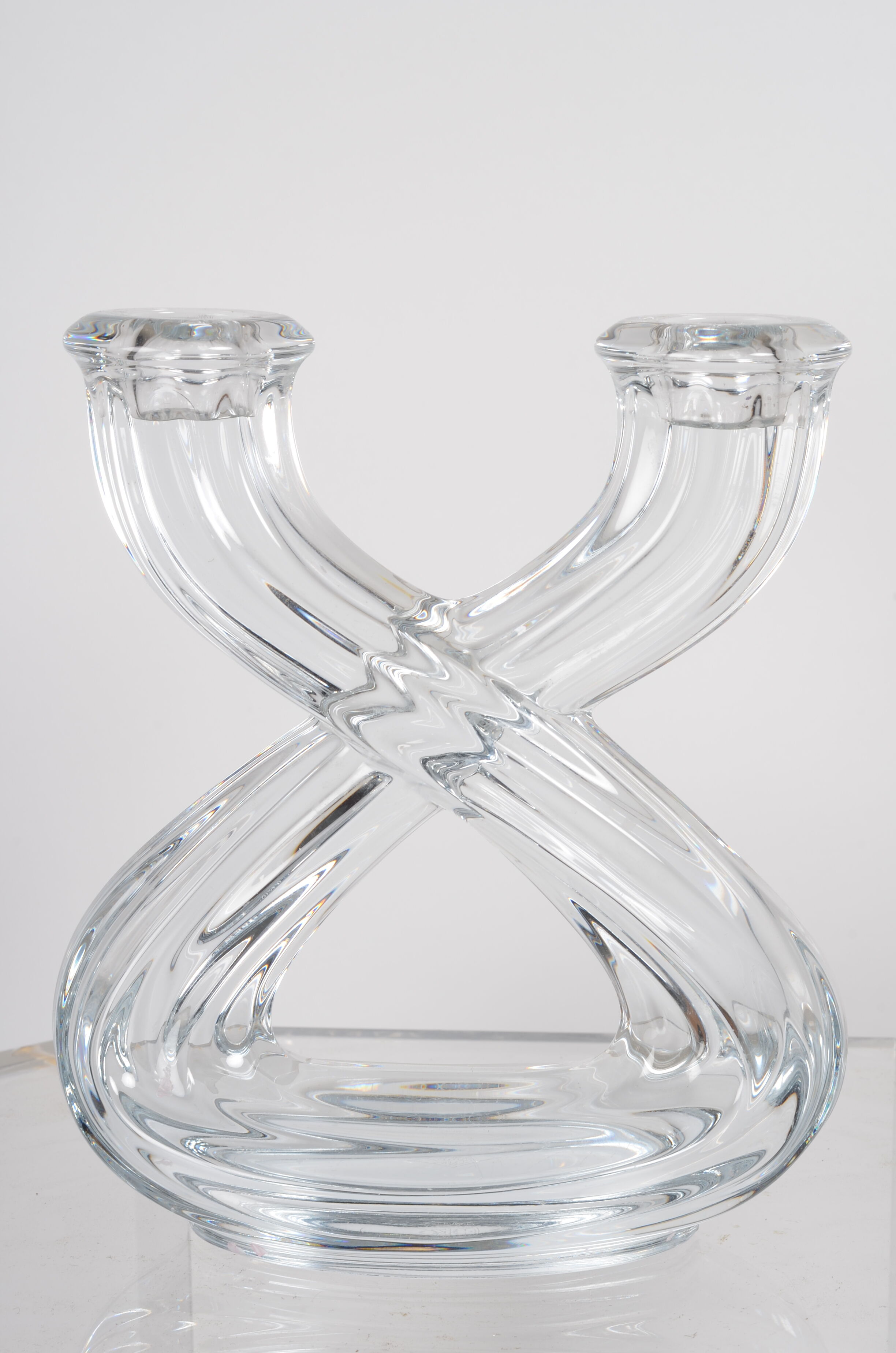 Double candle holder in Vannes crystal