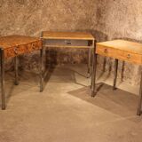 Small desk vanity 70 walnut burl chrome base