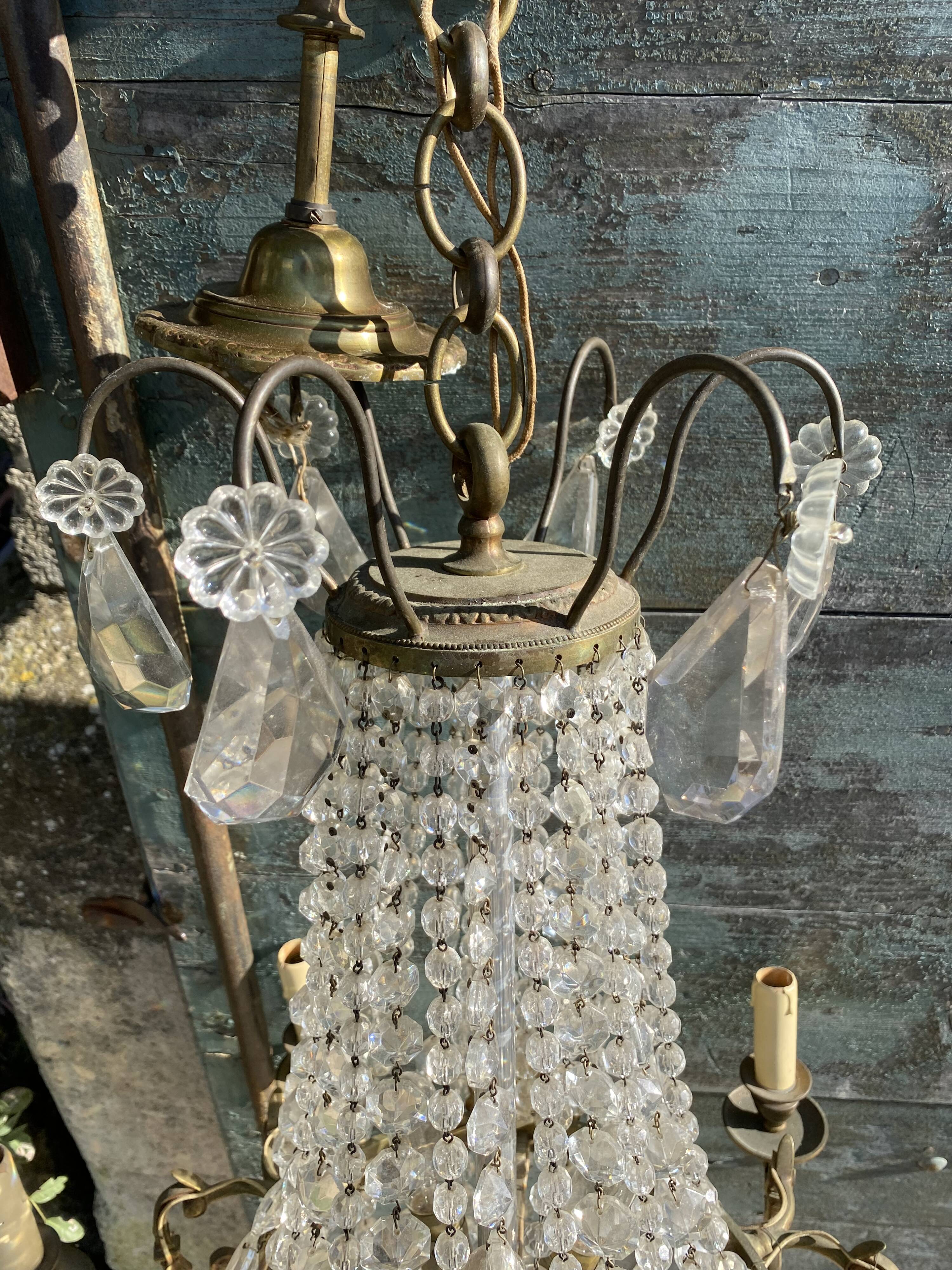 Bronze and crystal hot air balloon chandelier