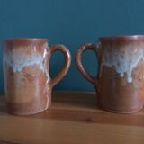 2 enameled stoneware mugs cups