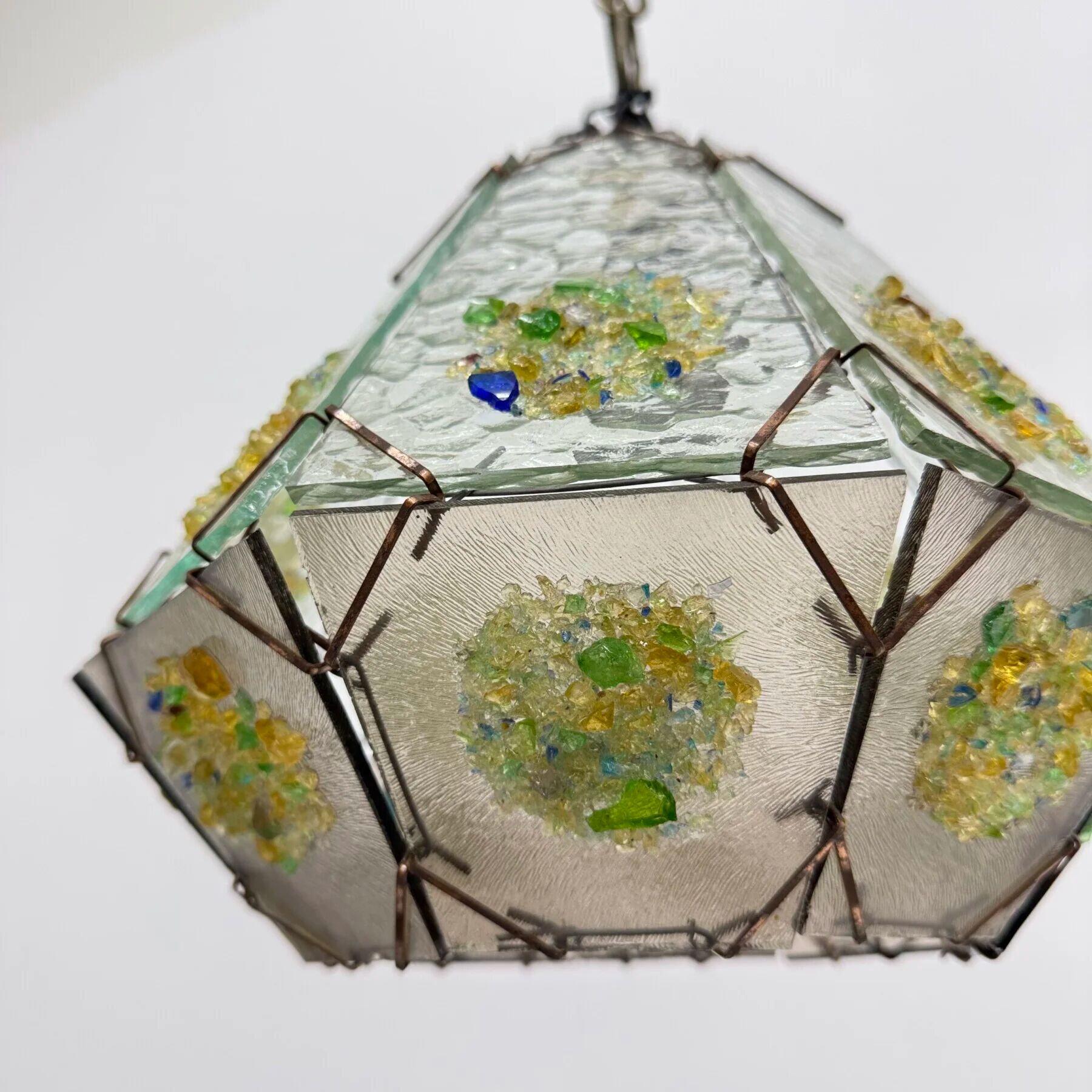 Brutalist glass hanging lamp, 1970s