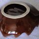 Ceramic fruit cup of vallauris jasped colors red tones brown leaf shape