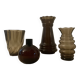 Series of 4 vintage smoked glass vases from the 70s