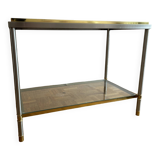 End table in steel, brass and glass