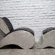 Industrial aluminum & vinyl lounge chair with footrest, 1970s