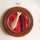 Round old wooden mirror