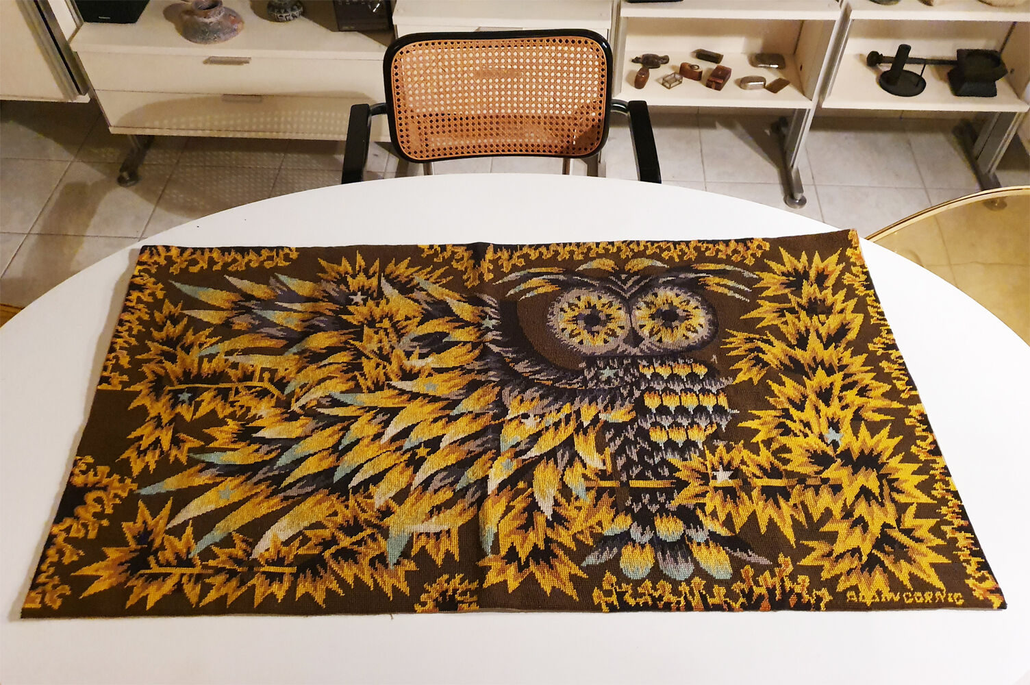 Tapestry "La nuit", by Alain Cornic, vintage, 60s