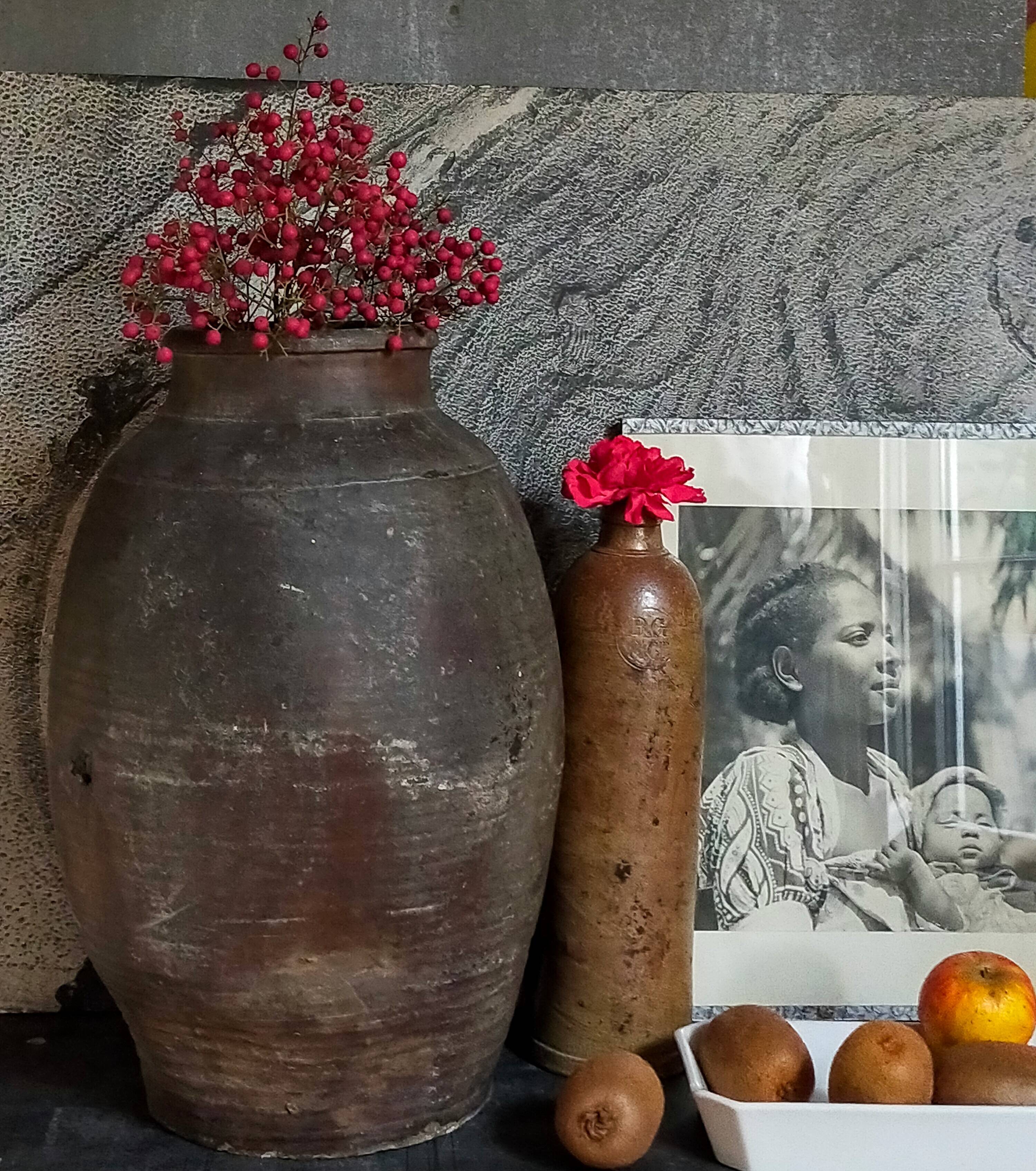 XXL traditional pottery old 19th century folk art 42 cm