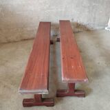 Ensemble table de ferme et 2 bancs