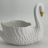 Vintage white and gold ceramic swan planter