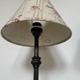 Pair of metal table lamps and shabby chic lampshade