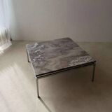 Mid-century coffee table natural stone chrome 1960s Netherlands