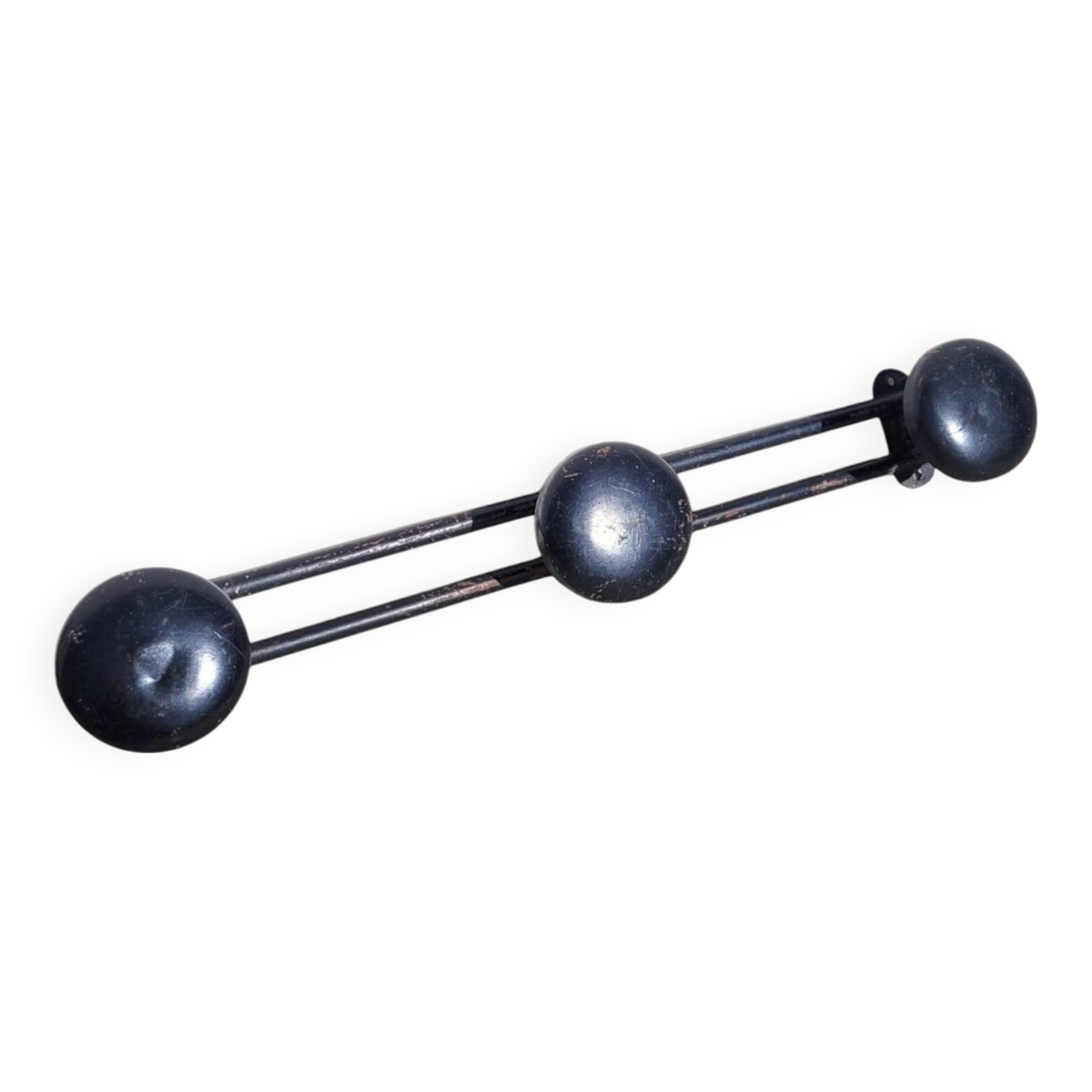 Vintage black coat rack with 3 hooks