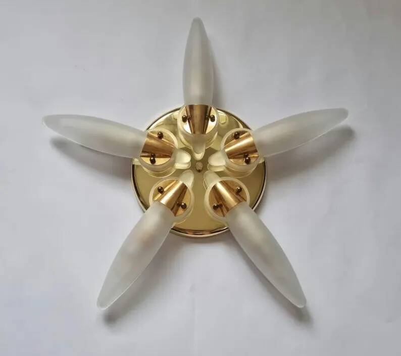 Midcentury Rare Wall or Ceiling Lamp Eglo, Flushmount, Sputnik, Austria, 1980s