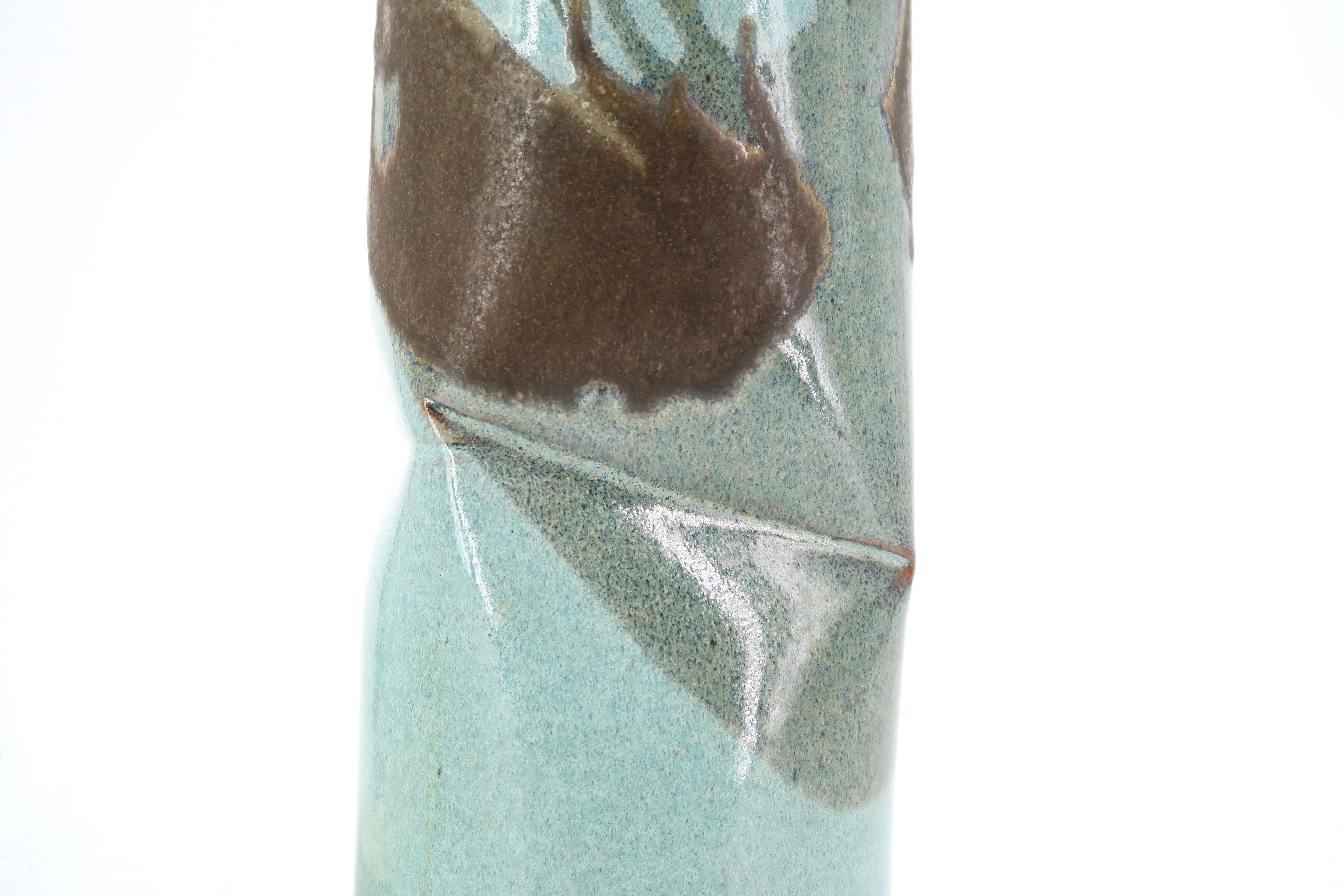 Blue vase with abstract ceramic decor by Jean Cacheleux