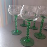 Set of 5 Alsatian liqueur glasses in chiseled crystal with twisted stem