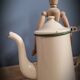 Beige enamel coffee maker