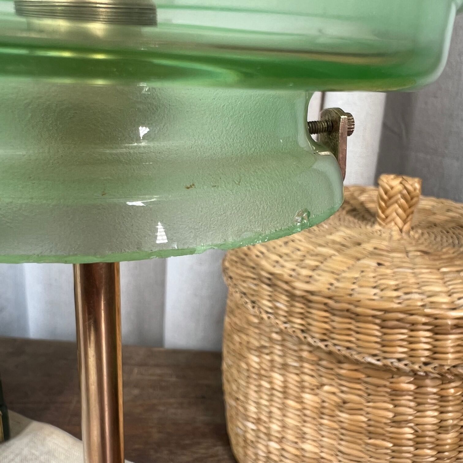 Art deco globe lamp and bronze foot