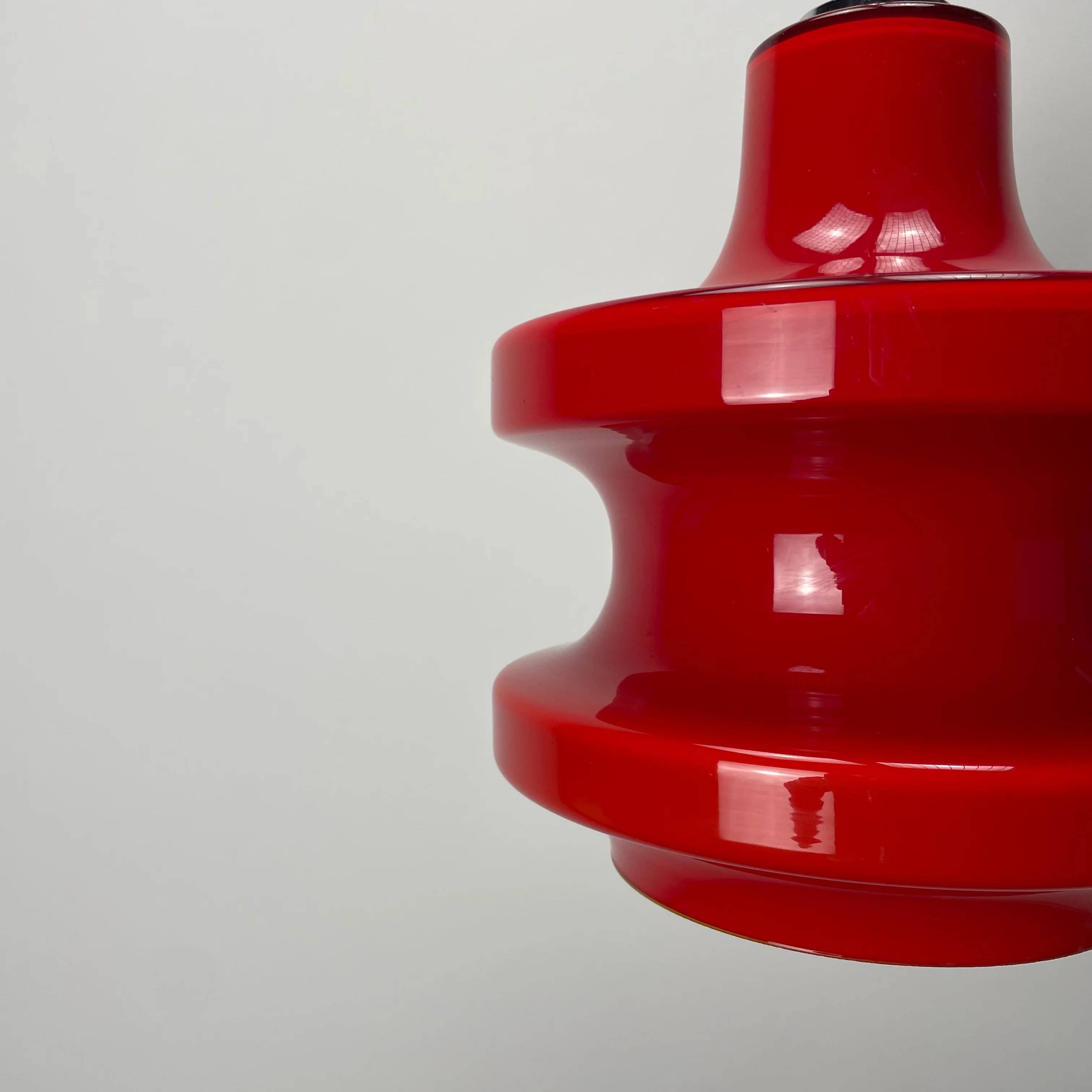 Large red glass pendant light by Peill and Putzler XL 1960