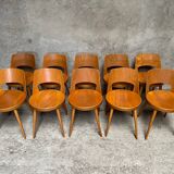 Series of 10 Baumann Mondor model chairs, bistro 1960