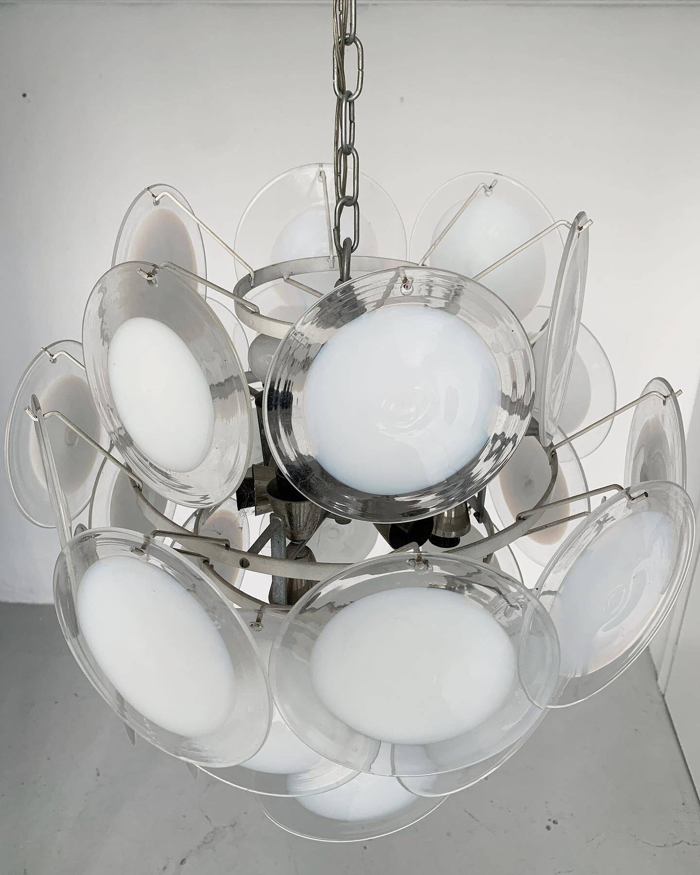 Vintage 1960s Murano Chandelier, Big Size, Dining Room Decorative Lamp, Vistosi