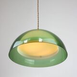 Italian space-age plexiglass green pendant lamp, 70s