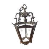 Bronze and chiseled glass hanging lamp
