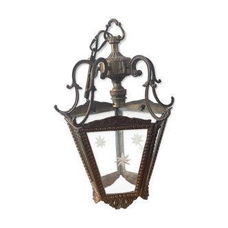 Suspension bronze et verre  ciselée