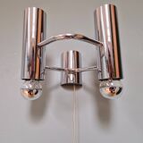 Double wall light in chromed metal, G. SCOLARI, 70s