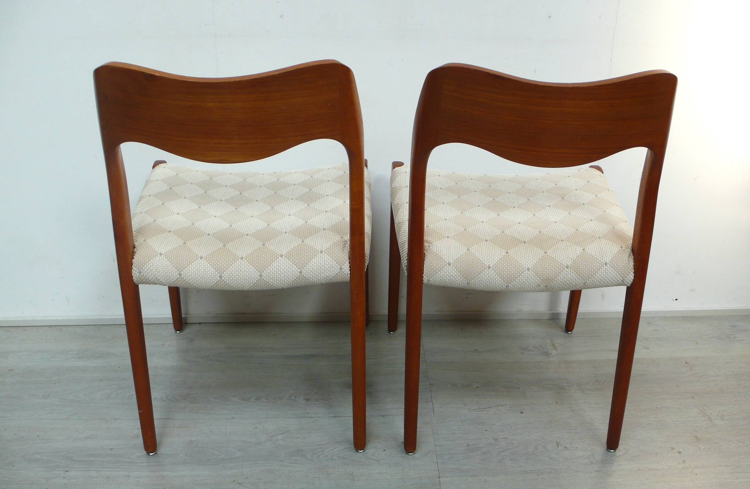 Two Teak Chairs Modell 71 by JLM Møllers Denmark, Niels Otto Møller 60s