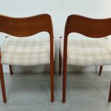 Two Teak Chairs Modell 71 by JLM Møllers Denmark, Niels Otto Møller 60s