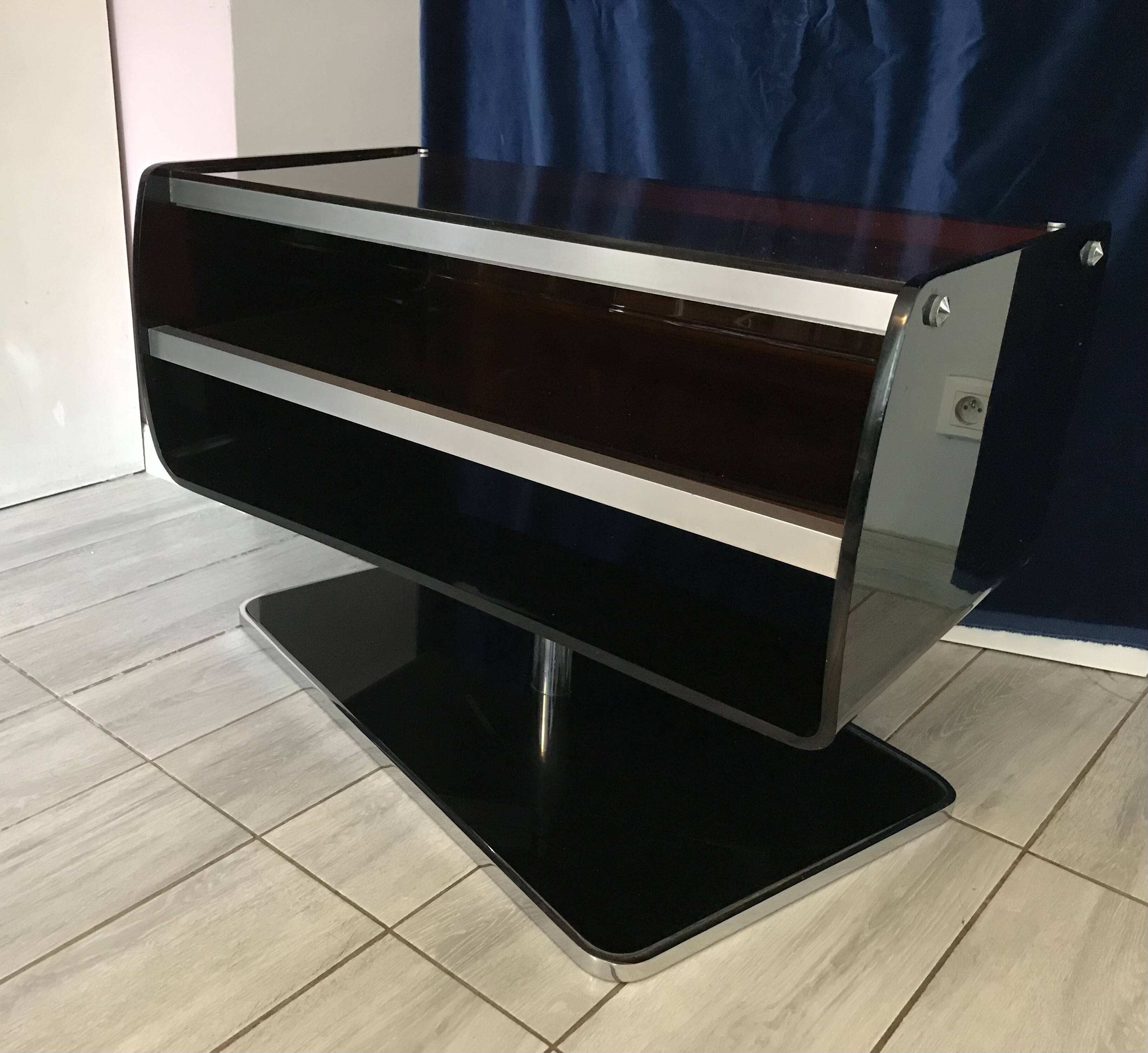 Meuble de TV pivotant en plexiglas fumé