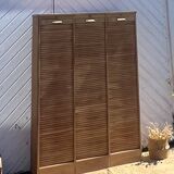 Triple filing cabinet with curtain in raw oak